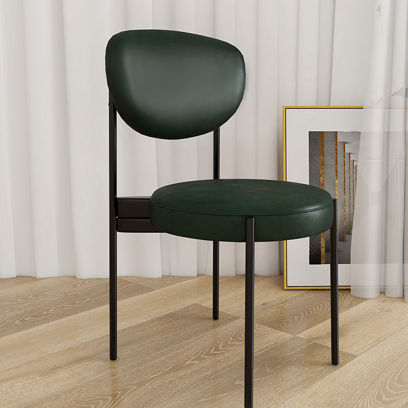 Glam Style Upholstered Side Chair Open Back Dining Side Chair Blackish Green 1 Piece Black Clearhalo 'Dining Chairs' 'Dining Tables & Seating' 'dining_chair' 'furn' 'furn_dining_chair' 'Furniture' 'furniture_dining_chair' 'Kitchen & Dining Furniture' 4819019