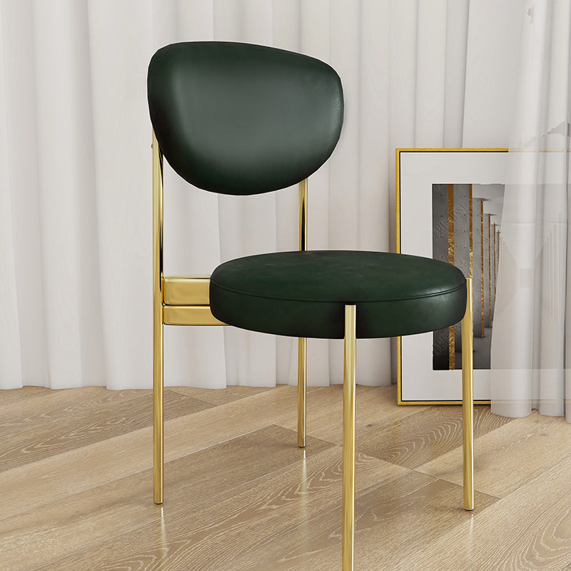 Glam Style Upholstered Side Chair Open Back Dining Side Chair Blackish Green 1 Piece Brass Gold Clearhalo 'Dining Chairs' 'Dining Tables & Seating' 'dining_chair' 'furn' 'furn_dining_chair' 'Furniture' 'furniture_dining_chair' 'Kitchen & Dining Furniture' 4819020