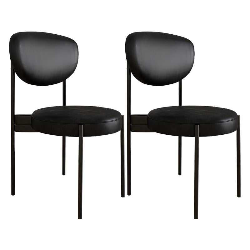 Glam Style Upholstered Side Chair Open Back Dining Side Chair Black 2 Piece Set Black Clearhalo 'Dining Chairs' 'Dining Tables & Seating' 'dining_chair' 'furn' 'furn_dining_chair' 'Furniture' 'furniture_dining_chair' 'Kitchen & Dining Furniture' 4819021