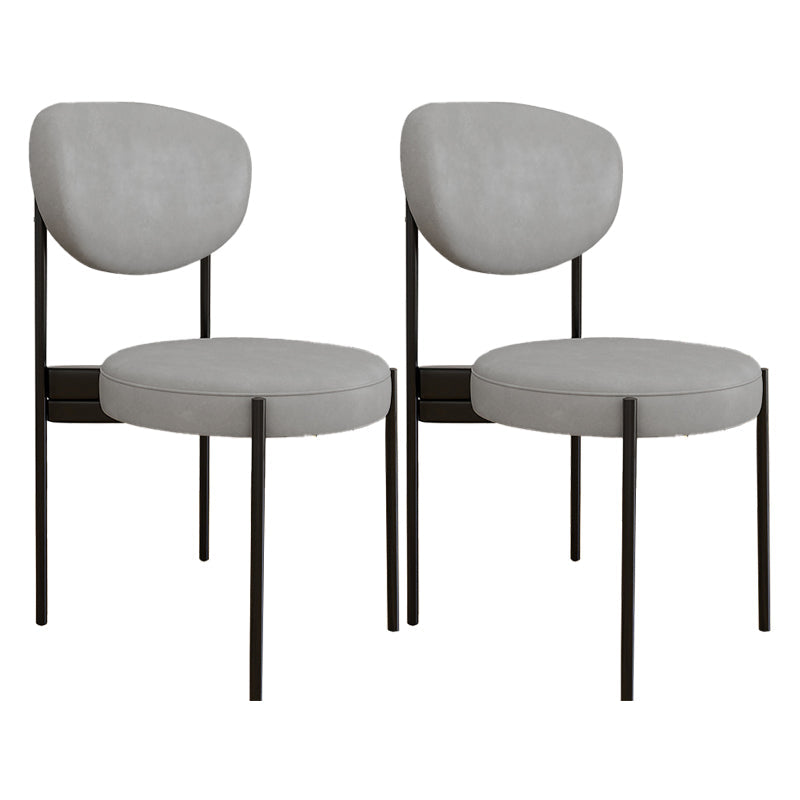 Glam Style Upholstered Side Chair Open Back Dining Side Chair Grey 2 Piece Set Black Clearhalo 'Dining Chairs' 'Dining Tables & Seating' 'dining_chair' 'furn' 'furn_dining_chair' 'Furniture' 'furniture_dining_chair' 'Kitchen & Dining Furniture' 4819023