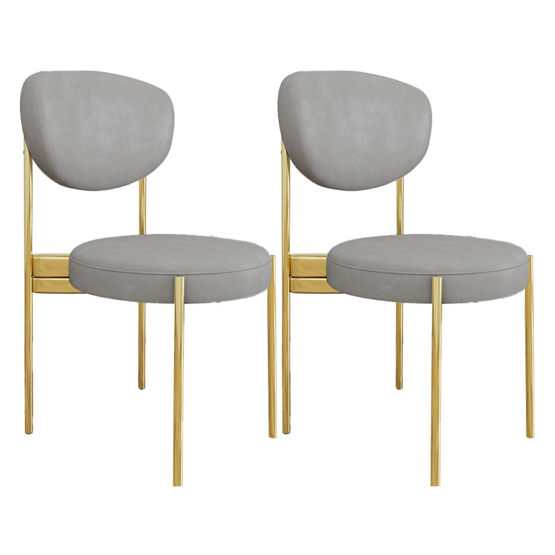 Glam Style Upholstered Side Chair Open Back Dining Side Chair Grey 2 Piece Set Brass Gold Clearhalo 'Dining Chairs' 'Dining Tables & Seating' 'dining_chair' 'furn' 'furn_dining_chair' 'Furniture' 'furniture_dining_chair' 'Kitchen & Dining Furniture' 4819024