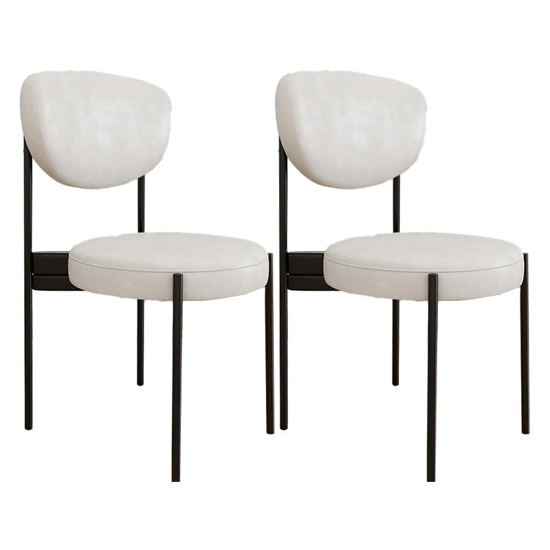 Glam Style Upholstered Side Chair Open Back Dining Side Chair White 2 Piece Set Black Clearhalo 'Dining Chairs' 'Dining Tables & Seating' 'dining_chair' 'furn' 'furn_dining_chair' 'Furniture' 'furniture_dining_chair' 'Kitchen & Dining Furniture' 4819025