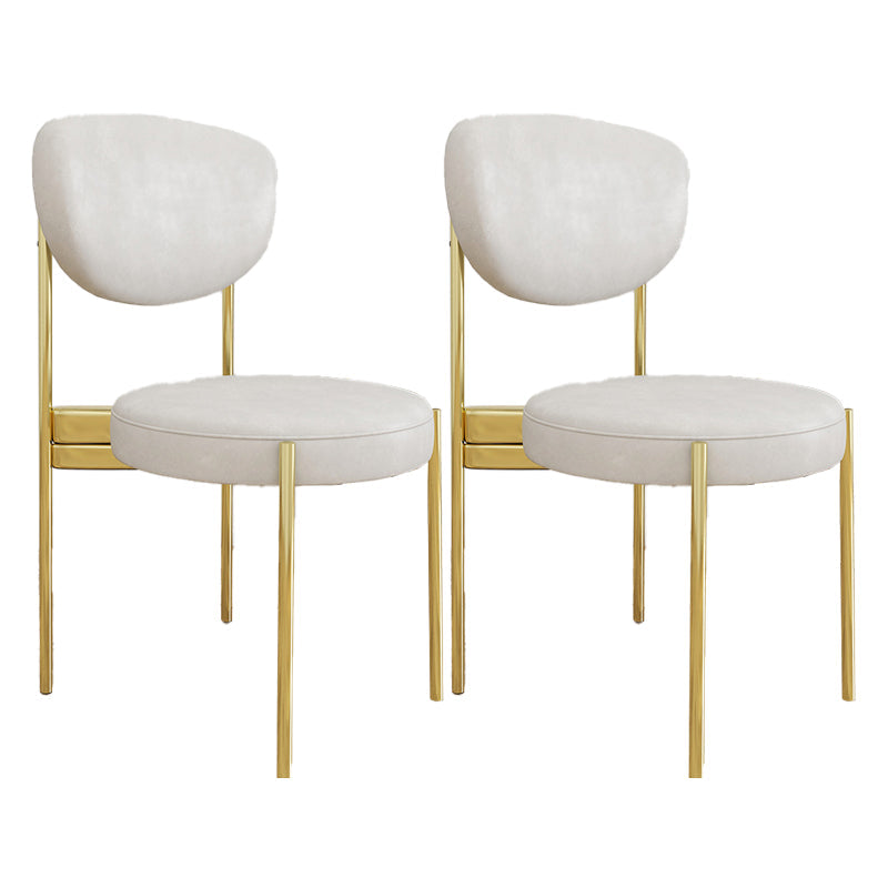 Glam Style Upholstered Side Chair Open Back Dining Side Chair White 2 Piece Set Brass Gold Clearhalo 'Dining Chairs' 'Dining Tables & Seating' 'dining_chair' 'furn' 'furn_dining_chair' 'Furniture' 'furniture_dining_chair' 'Kitchen & Dining Furniture' 4819026