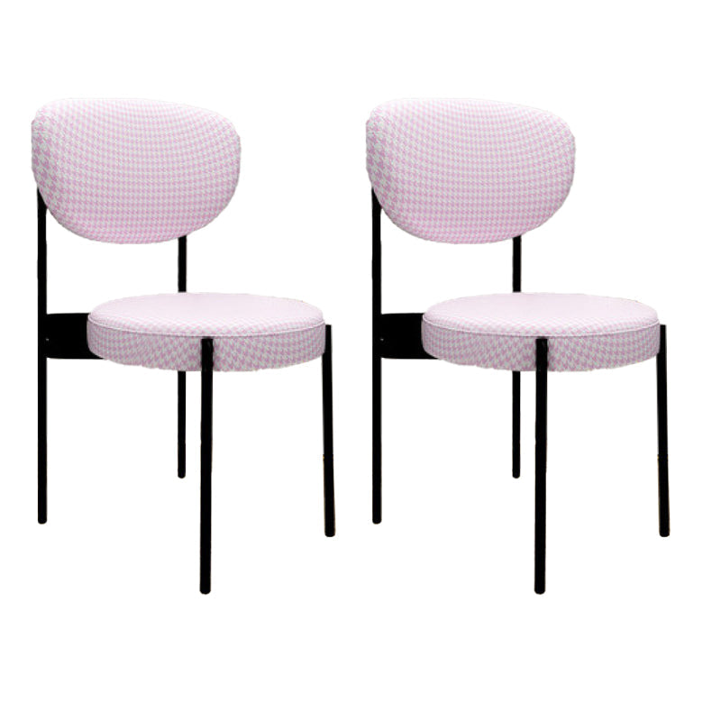 Glam Style Upholstered Side Chair Open Back Dining Side Chair Pink 2 Piece Set Black Clearhalo 'Dining Chairs' 'Dining Tables & Seating' 'dining_chair' 'furn' 'furn_dining_chair' 'Furniture' 'furniture_dining_chair' 'Kitchen & Dining Furniture' 4819027