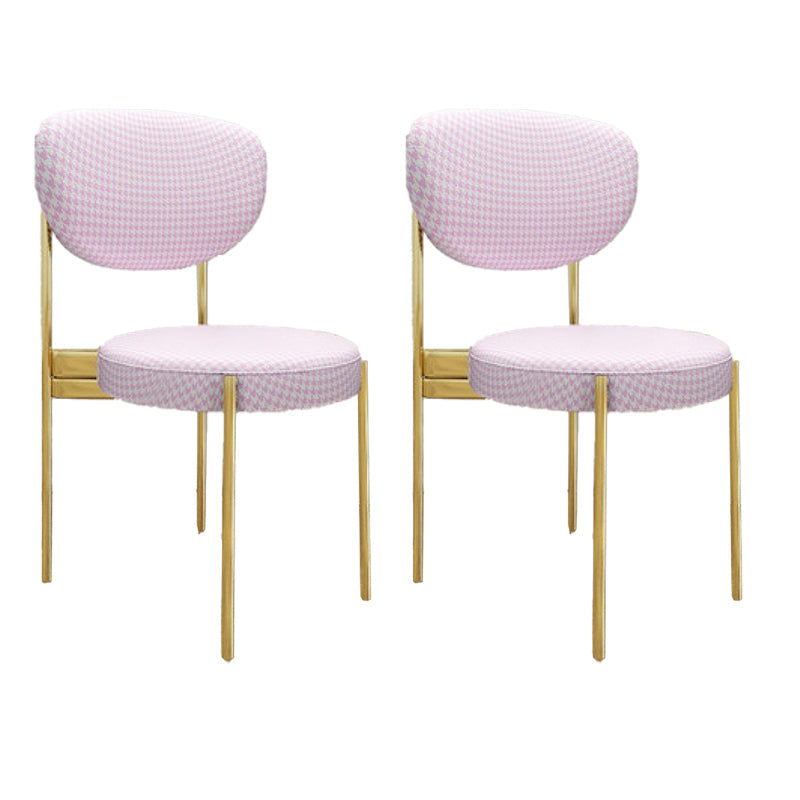 Glam Style Upholstered Side Chair Open Back Dining Side Chair Pink 2 Piece Set Brass Gold Clearhalo 'Dining Chairs' 'Dining Tables & Seating' 'dining_chair' 'furn' 'furn_dining_chair' 'Furniture' 'furniture_dining_chair' 'Kitchen & Dining Furniture' 4819028
