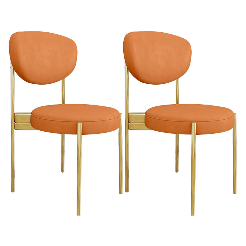 Glam Style Upholstered Side Chair Open Back Dining Side Chair Orange 2 Piece Set Brass Gold Clearhalo 'Dining Chairs' 'Dining Tables & Seating' 'dining_chair' 'furn' 'furn_dining_chair' 'Furniture' 'furniture_dining_chair' 'Kitchen & Dining Furniture' 4819030