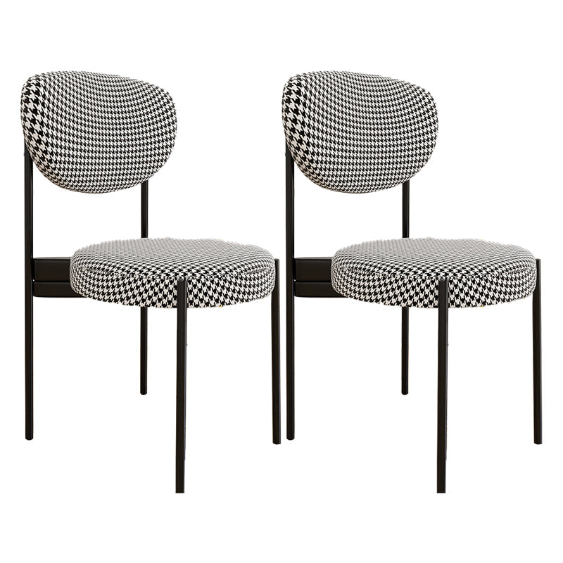 Glam Style Upholstered Side Chair Open Back Dining Side Chair Black White 2 Piece Set Black Clearhalo 'Dining Chairs' 'Dining Tables & Seating' 'dining_chair' 'furn' 'furn_dining_chair' 'Furniture' 'furniture_dining_chair' 'Kitchen & Dining Furniture' 4819033