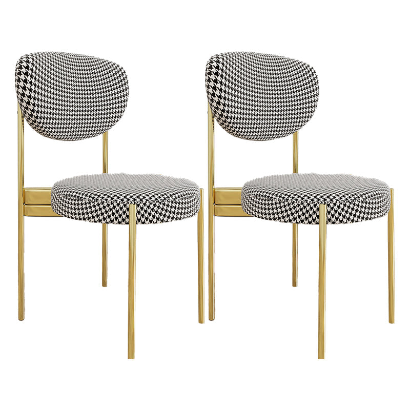 Glam Style Upholstered Side Chair Open Back Dining Side Chair Black White 2 Piece Set Brass Gold Clearhalo 'Dining Chairs' 'Dining Tables & Seating' 'dining_chair' 'furn' 'furn_dining_chair' 'Furniture' 'furniture_dining_chair' 'Kitchen & Dining Furniture' 4819034