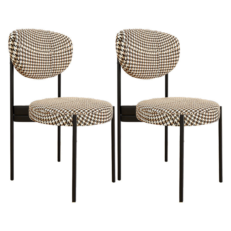 Glam Style Upholstered Side Chair Open Back Dining Side Chair Black-Yellow 2 Piece Set Black Clearhalo 'Dining Chairs' 'Dining Tables & Seating' 'dining_chair' 'furn' 'furn_dining_chair' 'Furniture' 'furniture_dining_chair' 'Kitchen & Dining Furniture' 4819035