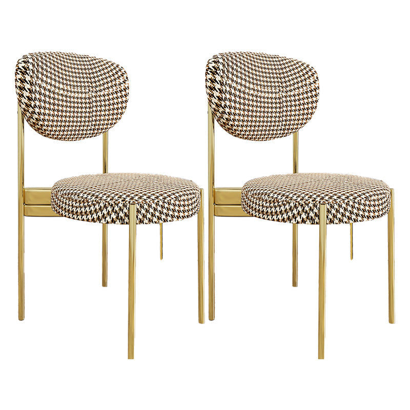 Glam Style Upholstered Side Chair Open Back Dining Side Chair Black-Yellow 2 Piece Set Brass Gold Clearhalo 'Dining Chairs' 'Dining Tables & Seating' 'dining_chair' 'furn' 'furn_dining_chair' 'Furniture' 'furniture_dining_chair' 'Kitchen & Dining Furniture' 4819036
