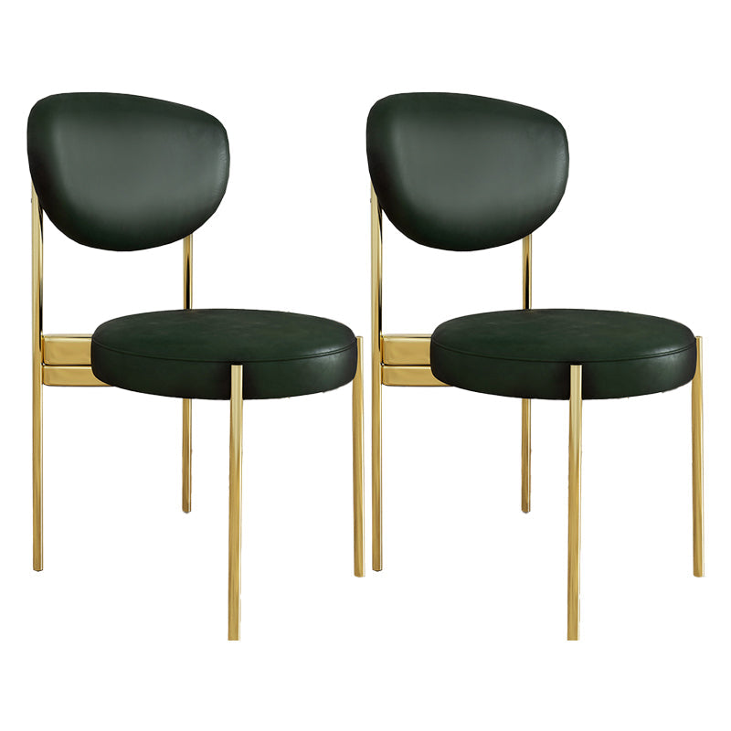 Glam Style Upholstered Side Chair Open Back Dining Side Chair Blackish Green 2 Piece Set Brass Gold Clearhalo 'Dining Chairs' 'Dining Tables & Seating' 'dining_chair' 'furn' 'furn_dining_chair' 'Furniture' 'furniture_dining_chair' 'Kitchen & Dining Furniture' 4819038