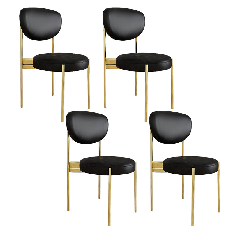 Glam Style Upholstered Side Chair Open Back Dining Side Chair Black 4 Piece Set Brass Gold Clearhalo 'Dining Chairs' 'Dining Tables & Seating' 'dining_chair' 'furn' 'furn_dining_chair' 'Furniture' 'furniture_dining_chair' 'Kitchen & Dining Furniture' 4819040