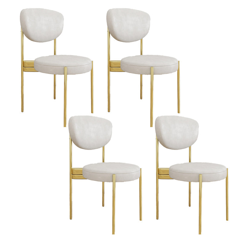 Glam Style Upholstered Side Chair Open Back Dining Side Chair White 4 Piece Set Brass Gold Clearhalo 'Dining Chairs' 'Dining Tables & Seating' 'dining_chair' 'furn' 'furn_dining_chair' 'Furniture' 'furniture_dining_chair' 'Kitchen & Dining Furniture' 4819044