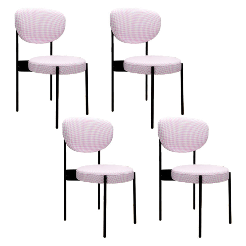Glam Style Upholstered Side Chair Open Back Dining Side Chair Pink 4 Piece Set Black Clearhalo 'Dining Chairs' 'Dining Tables & Seating' 'dining_chair' 'furn' 'furn_dining_chair' 'Furniture' 'furniture_dining_chair' 'Kitchen & Dining Furniture' 4819045