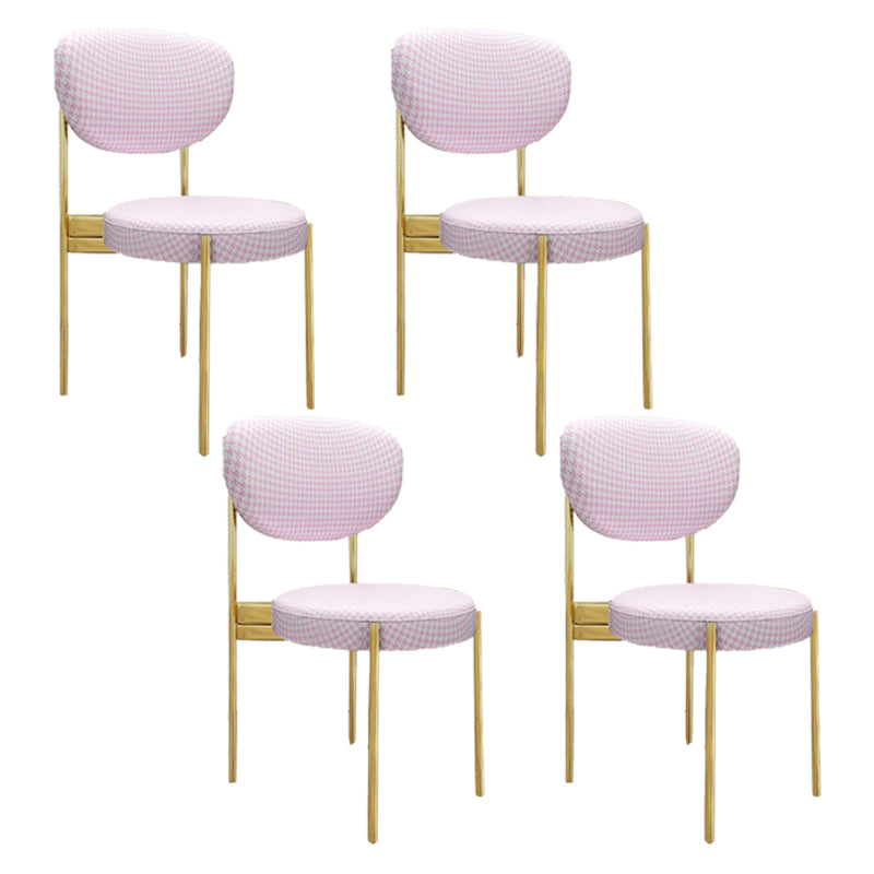 Glam Style Upholstered Side Chair Open Back Dining Side Chair Pink 4 Piece Set Brass Gold Clearhalo 'Dining Chairs' 'Dining Tables & Seating' 'dining_chair' 'furn' 'furn_dining_chair' 'Furniture' 'furniture_dining_chair' 'Kitchen & Dining Furniture' 4819046