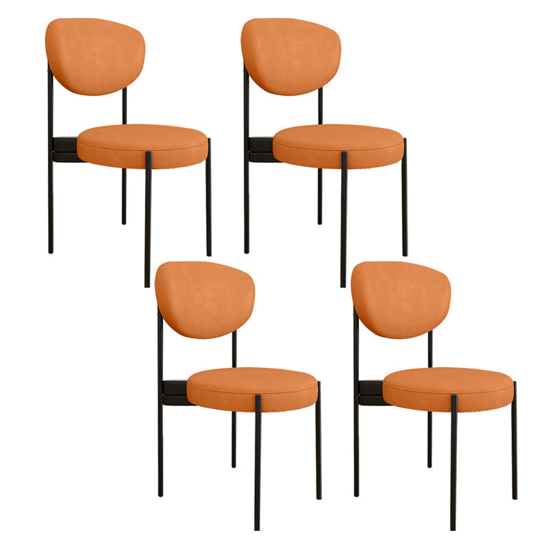 Glam Style Upholstered Side Chair Open Back Dining Side Chair Orange 4 Piece Set Black Clearhalo 'Dining Chairs' 'Dining Tables & Seating' 'dining_chair' 'furn' 'furn_dining_chair' 'Furniture' 'furniture_dining_chair' 'Kitchen & Dining Furniture' 4819047