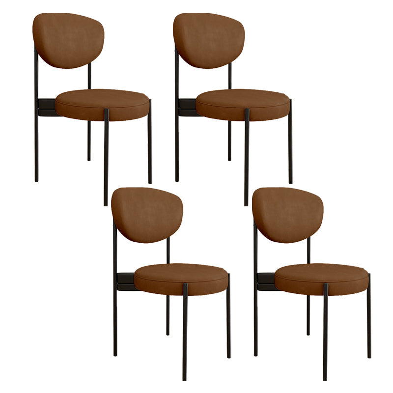 Glam Style Upholstered Side Chair Open Back Dining Side Chair Brown 4 Piece Set Black Clearhalo 'Dining Chairs' 'Dining Tables & Seating' 'dining_chair' 'furn' 'furn_dining_chair' 'Furniture' 'furniture_dining_chair' 'Kitchen & Dining Furniture' 4819049