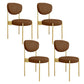 Glam Style Upholstered Side Chair Open Back Dining Side Chair Brown 4 Piece Set Brass Gold Clearhalo 'Dining Chairs' 'Dining Tables & Seating' 'dining_chair' 'furn' 'furn_dining_chair' 'Furniture' 'furniture_dining_chair' 'Kitchen & Dining Furniture' 4819050