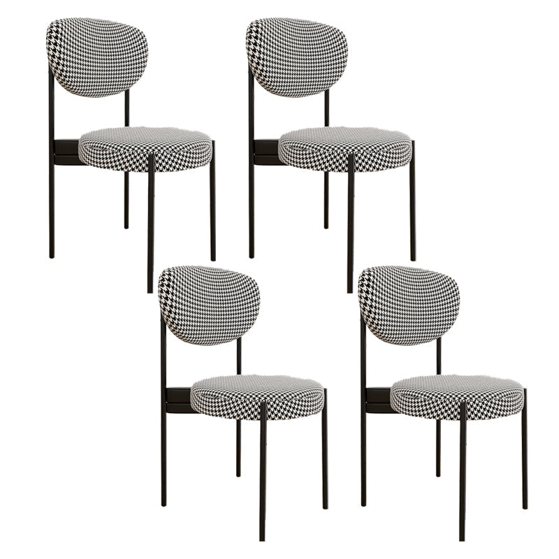 Glam Style Upholstered Side Chair Open Back Dining Side Chair Black White 4 Piece Set Black Clearhalo 'Dining Chairs' 'Dining Tables & Seating' 'dining_chair' 'furn' 'furn_dining_chair' 'Furniture' 'furniture_dining_chair' 'Kitchen & Dining Furniture' 4819051