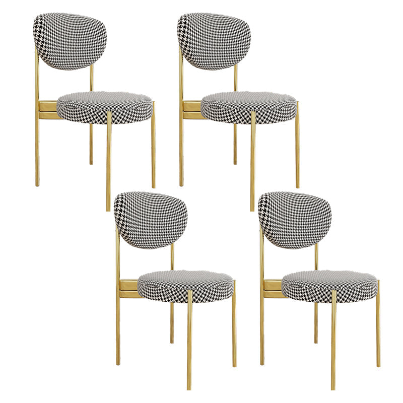 Glam Style Upholstered Side Chair Open Back Dining Side Chair Black White 4 Piece Set Brass Gold Clearhalo 'Dining Chairs' 'Dining Tables & Seating' 'dining_chair' 'furn' 'furn_dining_chair' 'Furniture' 'furniture_dining_chair' 'Kitchen & Dining Furniture' 4819052