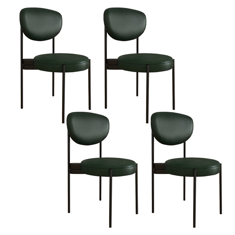 Glam Style Upholstered Side Chair Open Back Dining Side Chair Blackish Green 4 Piece Set Black Clearhalo 'Dining Chairs' 'Dining Tables & Seating' 'dining_chair' 'furn' 'furn_dining_chair' 'Furniture' 'furniture_dining_chair' 'Kitchen & Dining Furniture' 4819055