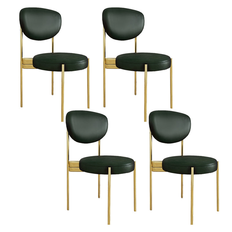 Glam Style Upholstered Side Chair Open Back Dining Side Chair Blackish Green 4 Piece Set Brass Gold Clearhalo 'Dining Chairs' 'Dining Tables & Seating' 'dining_chair' 'furn' 'furn_dining_chair' 'Furniture' 'furniture_dining_chair' 'Kitchen & Dining Furniture' 4819056