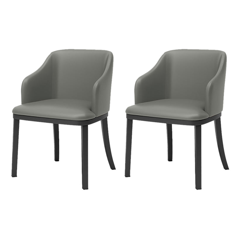 Modern Metal Dining Arm Chair Upholstered Side Chair for Dining Room Grey 2 Piece Set Clearhalo 'Dining Chairs' 'Dining Tables & Seating' 'dining_chair' 'furn' 'furn_dining_chair' 'Furniture' 'furniture_dining_chair' 'Kitchen & Dining Furniture' 4819060
