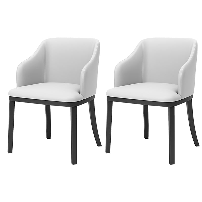 Modern Metal Dining Arm Chair Upholstered Side Chair for Dining Room White 2 Piece Set Clearhalo 'Dining Chairs' 'Dining Tables & Seating' 'dining_chair' 'furn' 'furn_dining_chair' 'Furniture' 'furniture_dining_chair' 'Kitchen & Dining Furniture' 4819063