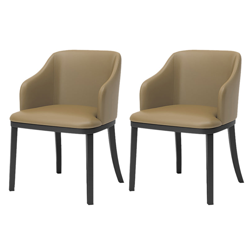 Modern Metal Dining Arm Chair Upholstered Side Chair for Dining Room Khaki 2 Piece Set Clearhalo 'Dining Chairs' 'Dining Tables & Seating' 'dining_chair' 'furn' 'furn_dining_chair' 'Furniture' 'furniture_dining_chair' 'Kitchen & Dining Furniture' 4819071