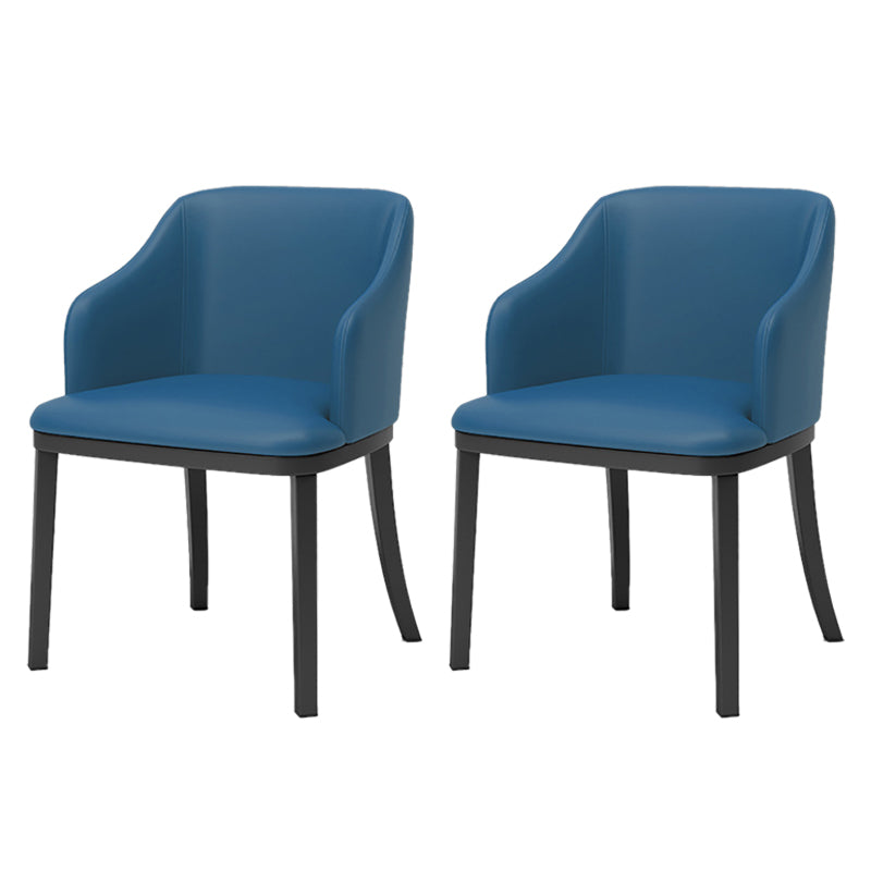 Modern Metal Dining Arm Chair Upholstered Side Chair for Dining Room Lake Blue 2 Piece Set Clearhalo 'Dining Chairs' 'Dining Tables & Seating' 'dining_chair' 'furn' 'furn_dining_chair' 'Furniture' 'furniture_dining_chair' 'Kitchen & Dining Furniture' 4819077