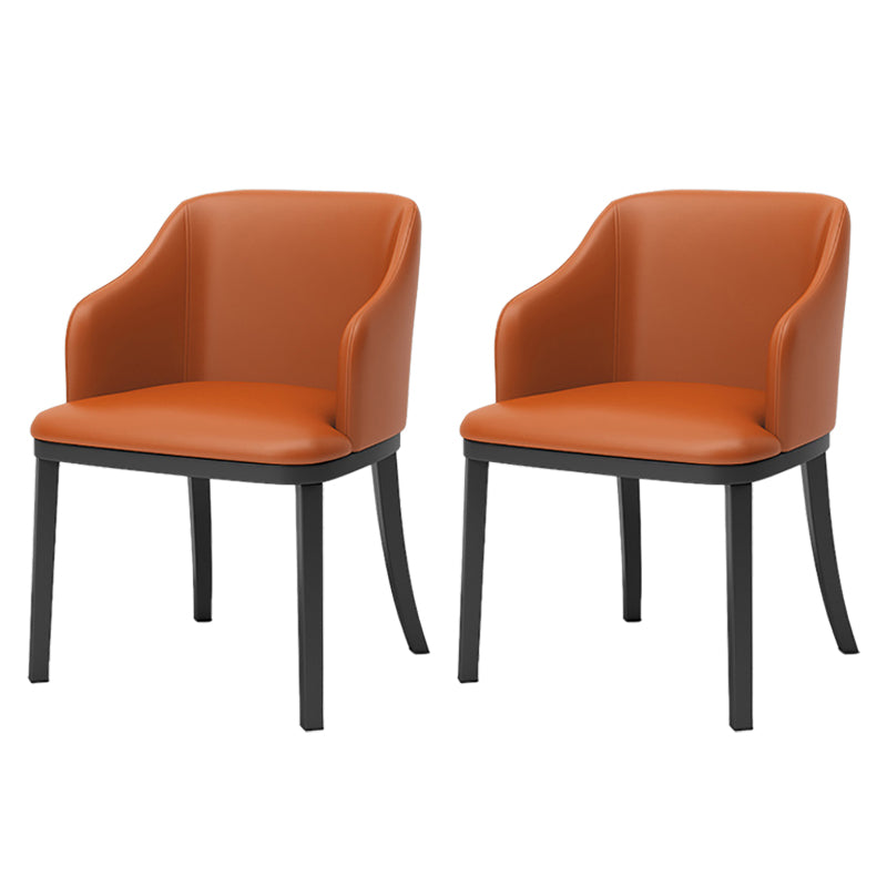 Modern Metal Dining Arm Chair Upholstered Side Chair for Dining Room Orange 2 Piece Set Clearhalo 'Dining Chairs' 'Dining Tables & Seating' 'dining_chair' 'furn' 'furn_dining_chair' 'Furniture' 'furniture_dining_chair' 'Kitchen & Dining Furniture' 4819082