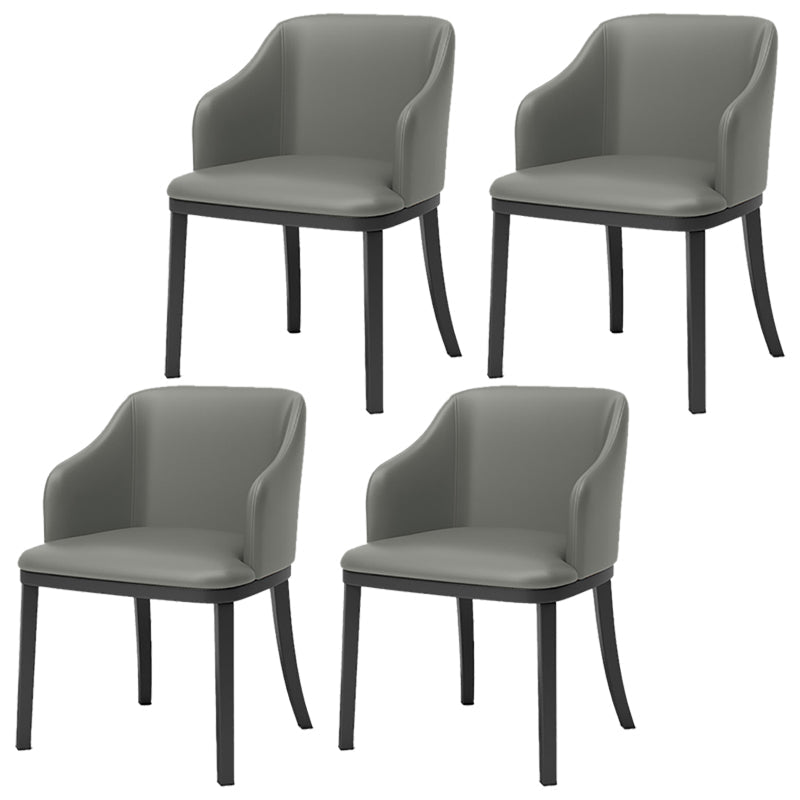 Modern Metal Dining Arm Chair Upholstered Side Chair for Dining Room Grey 4 Piece Set Clearhalo 'Dining Chairs' 'Dining Tables & Seating' 'dining_chair' 'furn' 'furn_dining_chair' 'Furniture' 'furniture_dining_chair' 'Kitchen & Dining Furniture' 4819084