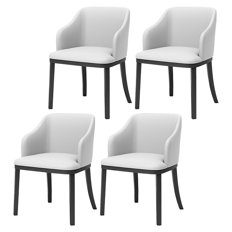 Modern Metal Dining Arm Chair Upholstered Side Chair for Dining Room White 4 Piece Set Clearhalo 'Dining Chairs' 'Dining Tables & Seating' 'dining_chair' 'furn' 'furn_dining_chair' 'Furniture' 'furniture_dining_chair' 'Kitchen & Dining Furniture' 4819086