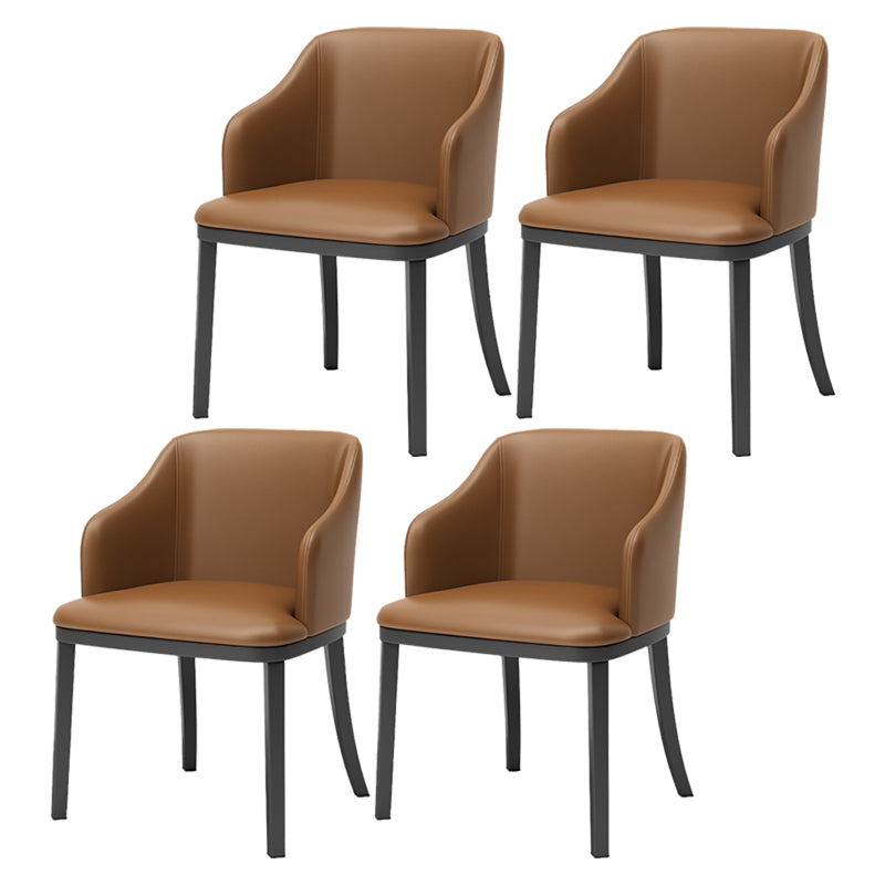 Modern Metal Dining Arm Chair Upholstered Side Chair for Dining Room Coffee 4 Piece Set Clearhalo 'Dining Chairs' 'Dining Tables & Seating' 'dining_chair' 'furn' 'furn_dining_chair' 'Furniture' 'furniture_dining_chair' 'Kitchen & Dining Furniture' 4819092