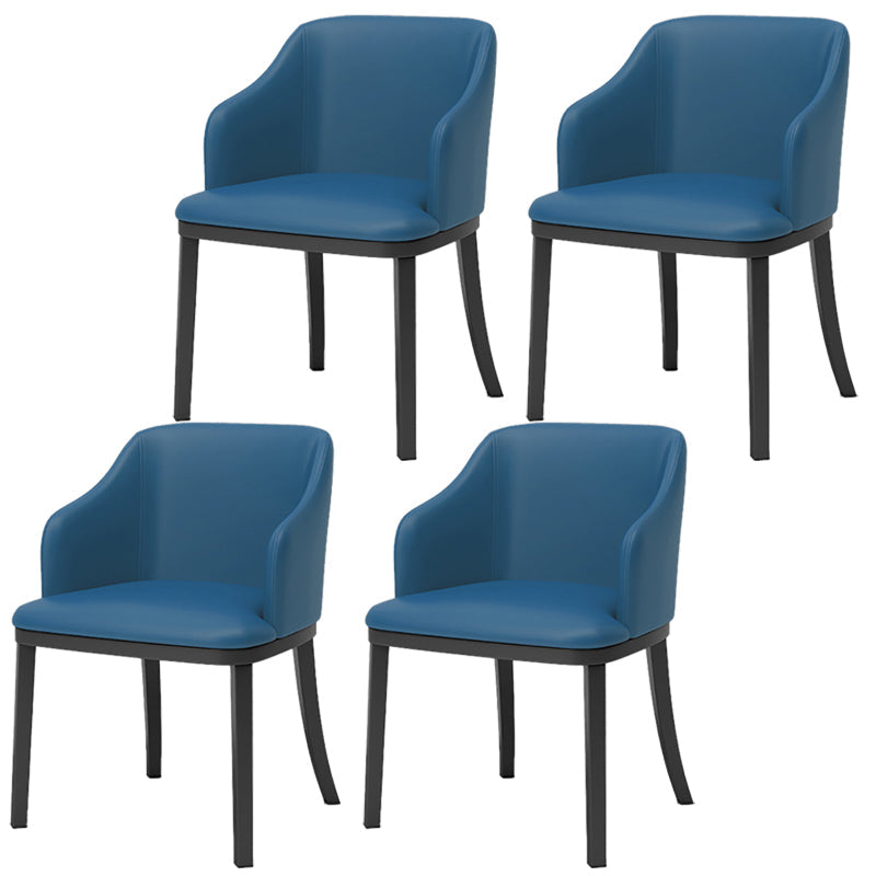 Modern Metal Dining Arm Chair Upholstered Side Chair for Dining Room Lake Blue 4 Piece Set Clearhalo 'Dining Chairs' 'Dining Tables & Seating' 'dining_chair' 'furn' 'furn_dining_chair' 'Furniture' 'furniture_dining_chair' 'Kitchen & Dining Furniture' 4819093