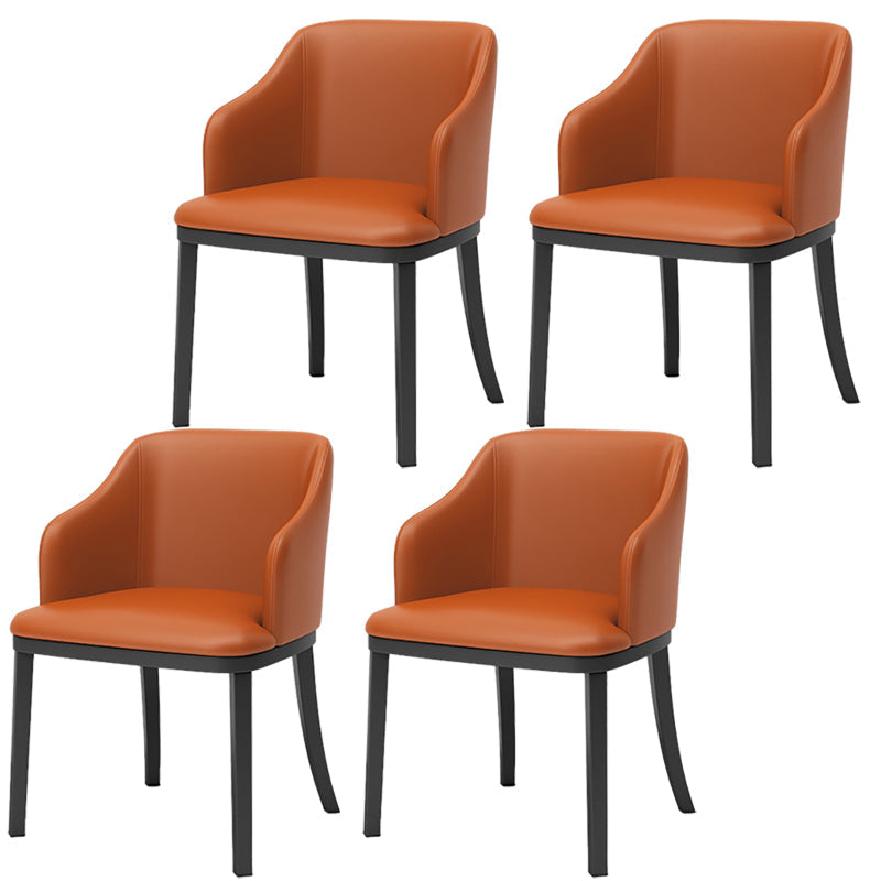 Modern Metal Dining Arm Chair Upholstered Side Chair for Dining Room Orange 4 Piece Set Clearhalo 'Dining Chairs' 'Dining Tables & Seating' 'dining_chair' 'furn' 'furn_dining_chair' 'Furniture' 'furniture_dining_chair' 'Kitchen & Dining Furniture' 4819095