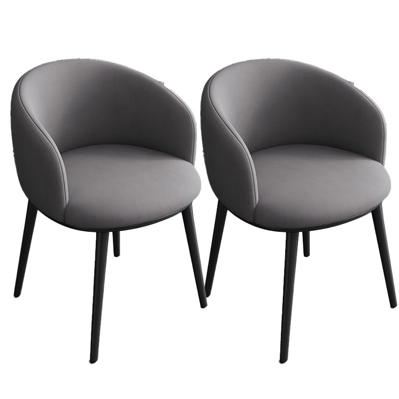 Contemporary Metal Dining Room Chairs Wingback Side Chair in Black Dark Gray 2 Piece Set Clearhalo 'Dining Chairs' 'Dining Tables & Seating' 'dining_chair' 'furn' 'furn_dining_chair' 'Furniture' 'furniture_dining_chair' 'Kitchen & Dining Furniture' 4819114
