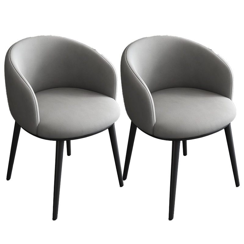 Contemporary Metal Dining Room Chairs Wingback Side Chair in Black Light Gray 2 Piece Set Clearhalo 'Dining Chairs' 'Dining Tables & Seating' 'dining_chair' 'furn' 'furn_dining_chair' 'Furniture' 'furniture_dining_chair' 'Kitchen & Dining Furniture' 4819115