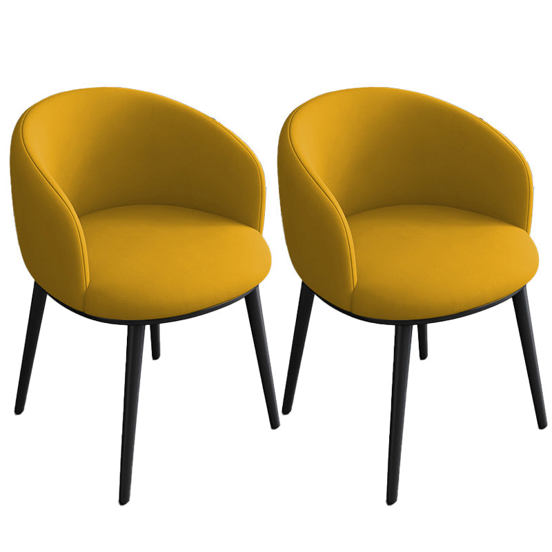 Contemporary Metal Dining Room Chairs Wingback Side Chair in Black Yellow 2 Piece Set Clearhalo 'Dining Chairs' 'Dining Tables & Seating' 'dining_chair' 'furn' 'furn_dining_chair' 'Furniture' 'furniture_dining_chair' 'Kitchen & Dining Furniture' 4819117