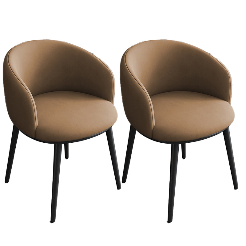 Contemporary Metal Dining Room Chairs Wingback Side Chair in Black Coffee 2 Piece Set Clearhalo 'Dining Chairs' 'Dining Tables & Seating' 'dining_chair' 'furn' 'furn_dining_chair' 'Furniture' 'furniture_dining_chair' 'Kitchen & Dining Furniture' 4819119