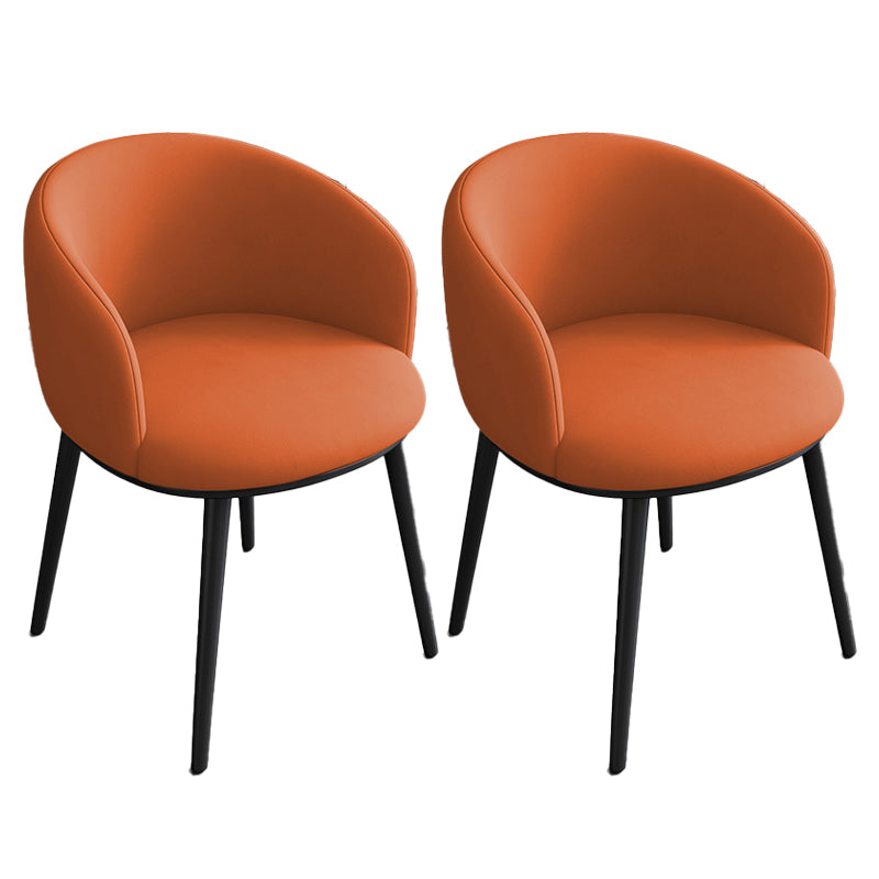 Contemporary Metal Dining Room Chairs Wingback Side Chair in Black Orange 2 Piece Set Clearhalo 'Dining Chairs' 'Dining Tables & Seating' 'dining_chair' 'furn' 'furn_dining_chair' 'Furniture' 'furniture_dining_chair' 'Kitchen & Dining Furniture' 4819121