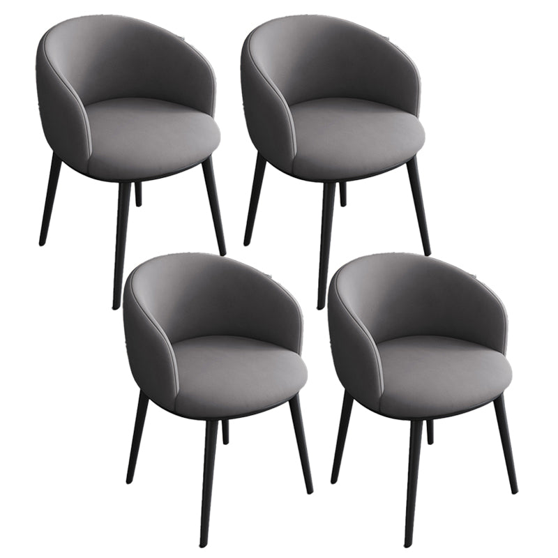 Contemporary Metal Dining Room Chairs Wingback Side Chair in Black Dark Gray 4 Piece Set Clearhalo 'Dining Chairs' 'Dining Tables & Seating' 'dining_chair' 'furn' 'furn_dining_chair' 'Furniture' 'furniture_dining_chair' 'Kitchen & Dining Furniture' 4819122