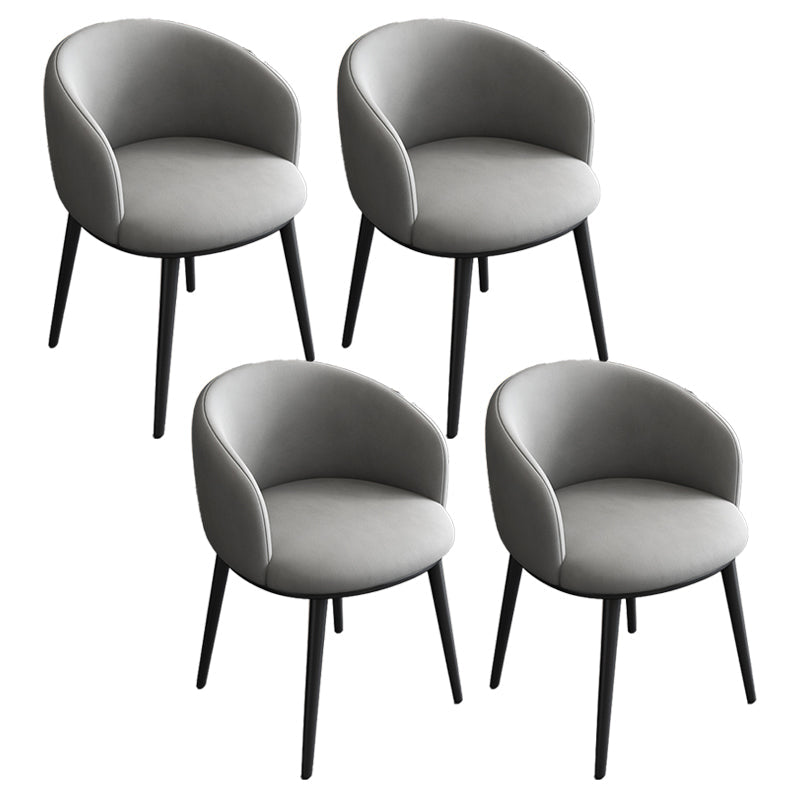 Contemporary Metal Dining Room Chairs Wingback Side Chair in Black Light Gray 4 Piece Set Clearhalo 'Dining Chairs' 'Dining Tables & Seating' 'dining_chair' 'furn' 'furn_dining_chair' 'Furniture' 'furniture_dining_chair' 'Kitchen & Dining Furniture' 4819123