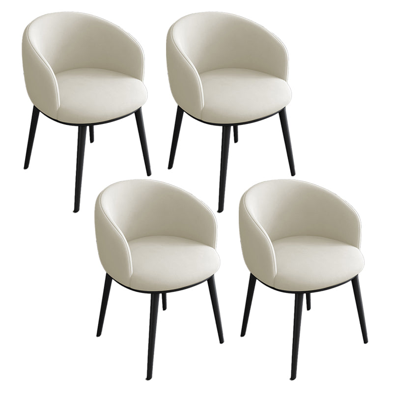 Contemporary Metal Dining Room Chairs Wingback Side Chair in Black White 4 Piece Set Clearhalo 'Dining Chairs' 'Dining Tables & Seating' 'dining_chair' 'furn' 'furn_dining_chair' 'Furniture' 'furniture_dining_chair' 'Kitchen & Dining Furniture' 4819124