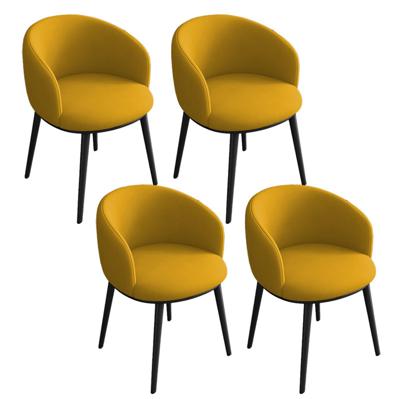 Contemporary Metal Dining Room Chairs Wingback Side Chair in Black Yellow 4 Piece Set Clearhalo 'Dining Chairs' 'Dining Tables & Seating' 'dining_chair' 'furn' 'furn_dining_chair' 'Furniture' 'furniture_dining_chair' 'Kitchen & Dining Furniture' 4819125