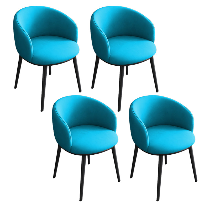 Contemporary Metal Dining Room Chairs Wingback Side Chair in Black Sky Blue 4 Piece Set Clearhalo 'Dining Chairs' 'Dining Tables & Seating' 'dining_chair' 'furn' 'furn_dining_chair' 'Furniture' 'furniture_dining_chair' 'Kitchen & Dining Furniture' 4819126