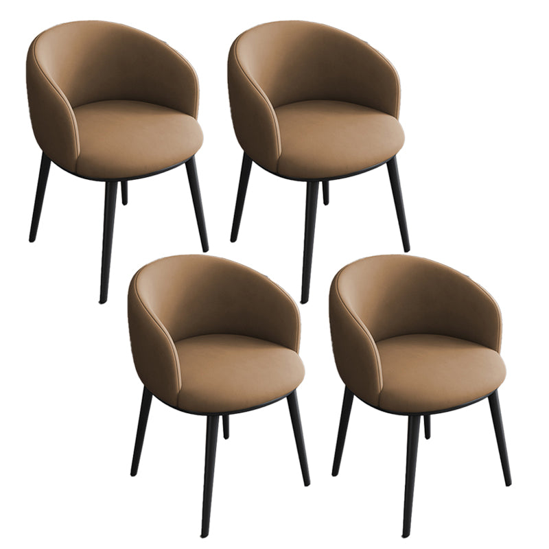 Contemporary Metal Dining Room Chairs Wingback Side Chair in Black Coffee 4 Piece Set Clearhalo 'Dining Chairs' 'Dining Tables & Seating' 'dining_chair' 'furn' 'furn_dining_chair' 'Furniture' 'furniture_dining_chair' 'Kitchen & Dining Furniture' 4819127