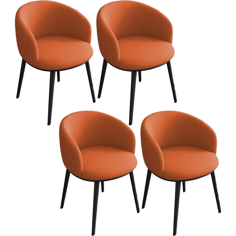Contemporary Metal Dining Room Chairs Wingback Side Chair in Black Orange 4 Piece Set Clearhalo 'Dining Chairs' 'Dining Tables & Seating' 'dining_chair' 'furn' 'furn_dining_chair' 'Furniture' 'furniture_dining_chair' 'Kitchen & Dining Furniture' 4819129