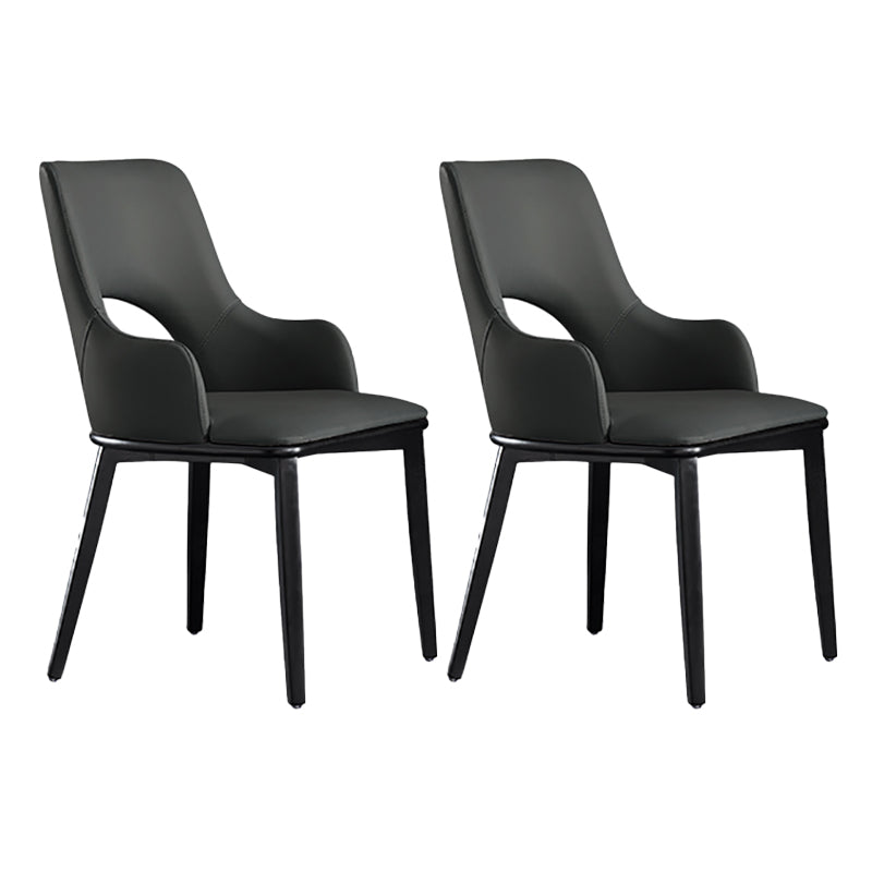 Modern Style Wood Arm Chair Open Back Upholstered Dining Side Chair Black 2 Piece Set Clearhalo 'Dining Chairs' 'Dining Tables & Seating' 'dining_chair' 'furn' 'furn_dining_chair' 'Furniture' 'furniture_dining_chair' 'Kitchen & Dining Furniture' 4819132