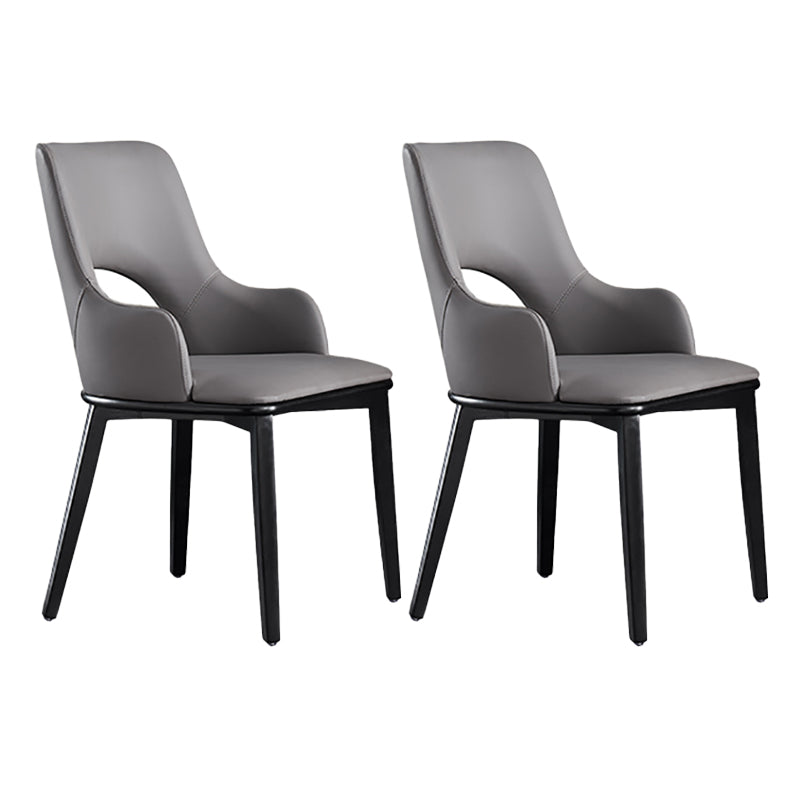 Modern Style Wood Arm Chair Open Back Upholstered Dining Side Chair Dark Gray 2 Piece Set Clearhalo 'Dining Chairs' 'Dining Tables & Seating' 'dining_chair' 'furn' 'furn_dining_chair' 'Furniture' 'furniture_dining_chair' 'Kitchen & Dining Furniture' 4819133